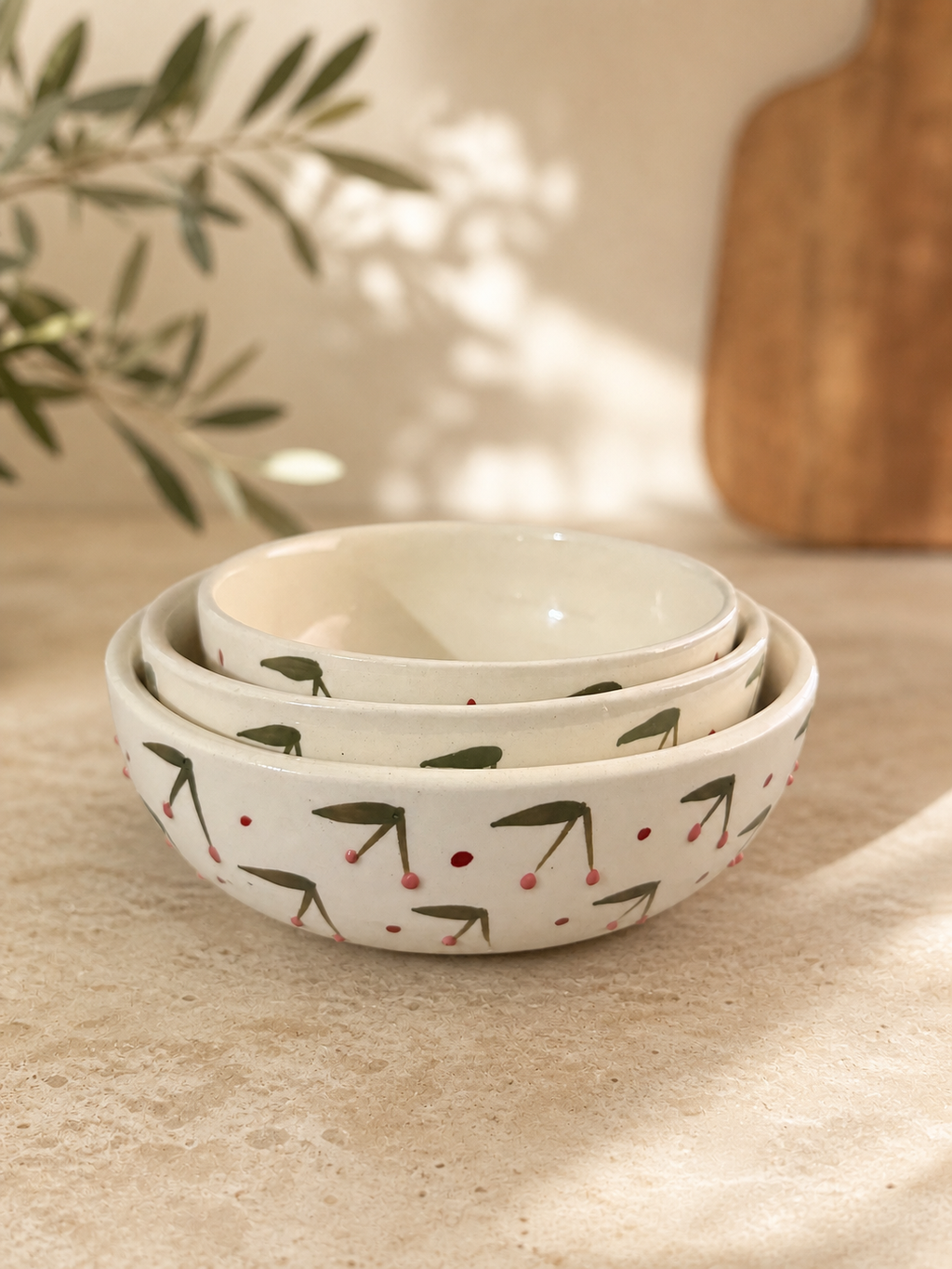Cherries Ceramic Breakfast Bowl Set of 3