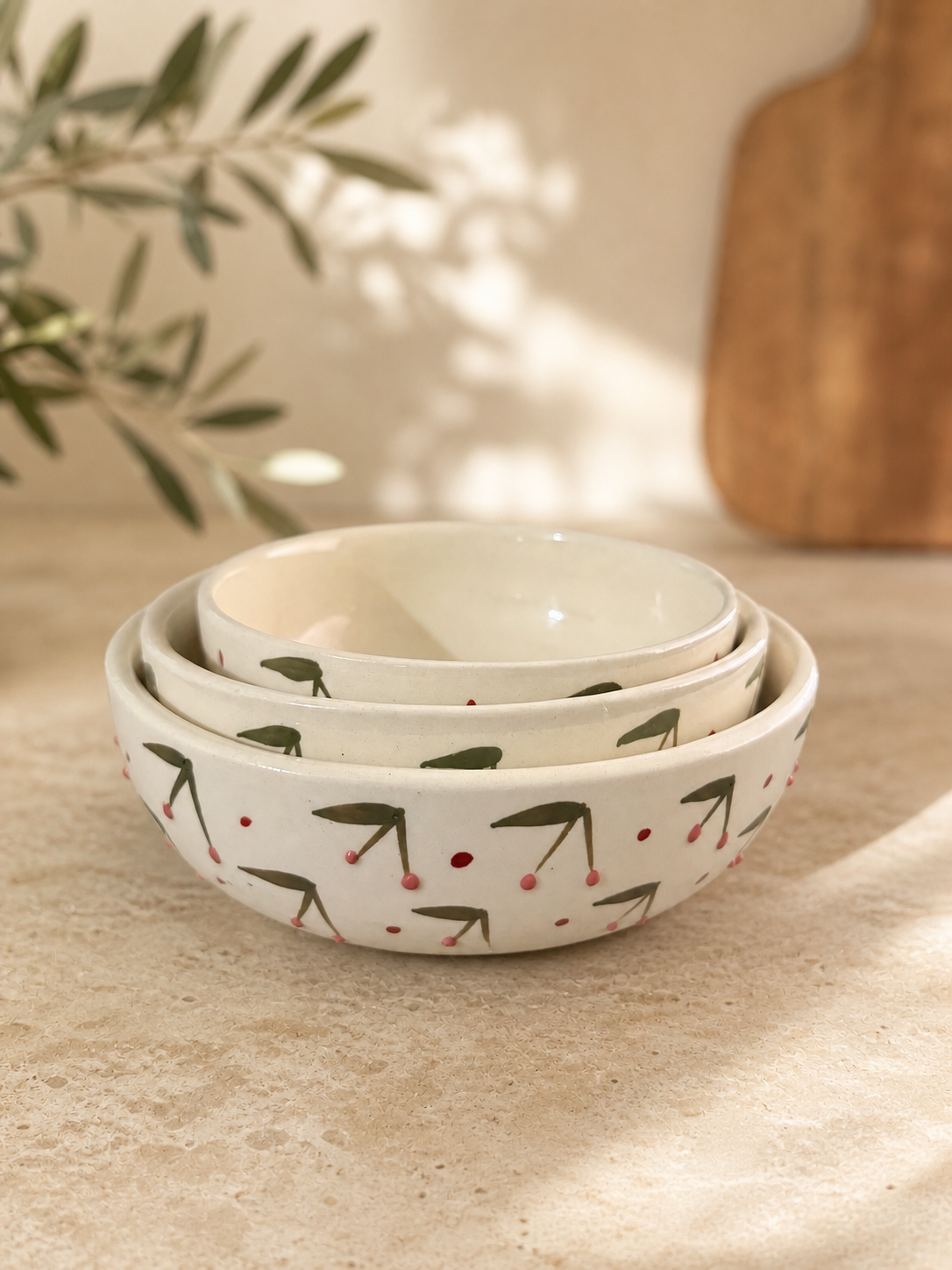 Cherries Ceramic Breakfast Bowl Set of 3