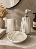 Ivory Stripe Ribbed Bathroom Set
