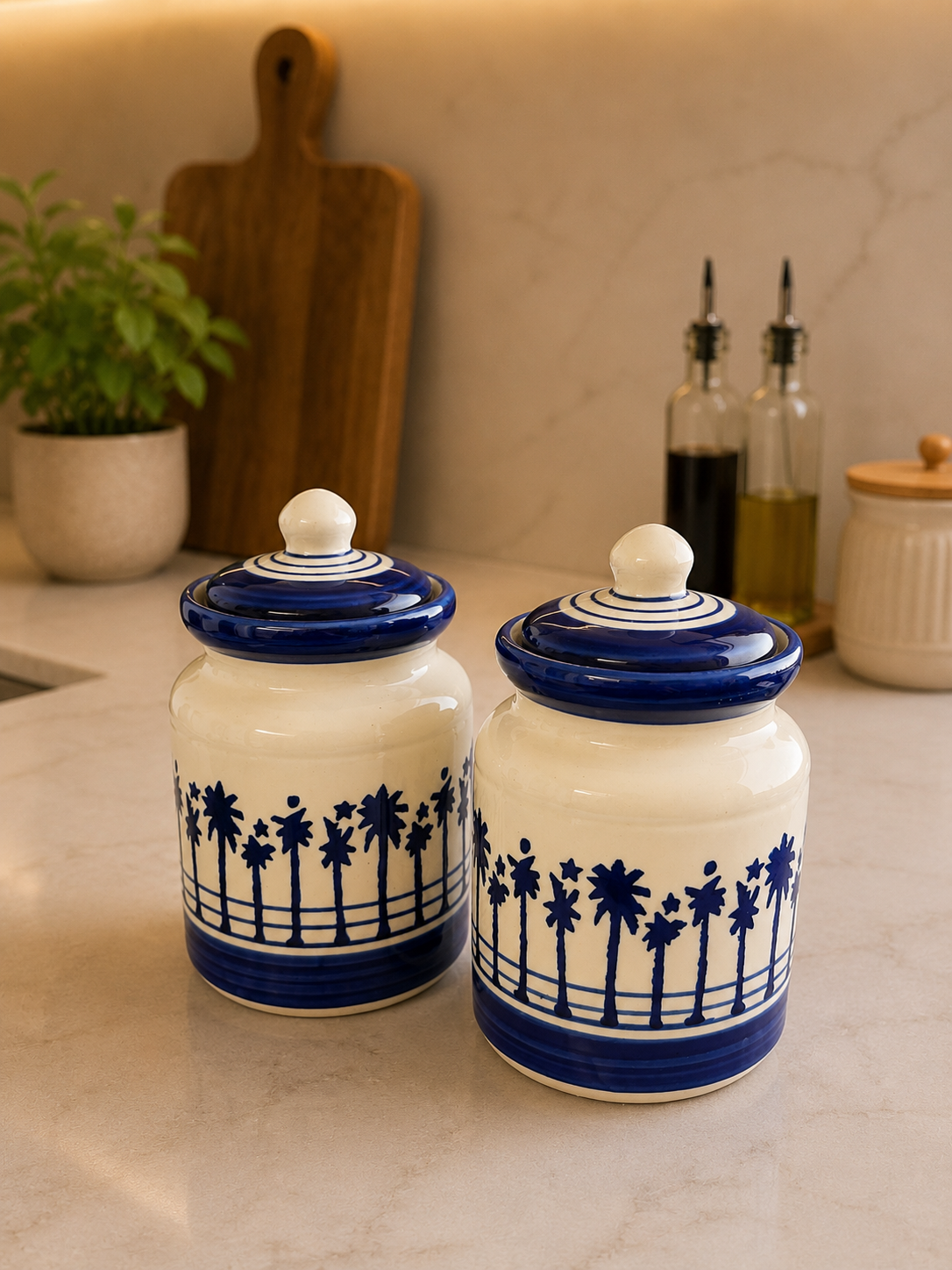 Palm Grove Ceramic Pickle Jars (Set of 2)