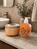 Rustic Bloom Ceramic Bathroom Accessory Set