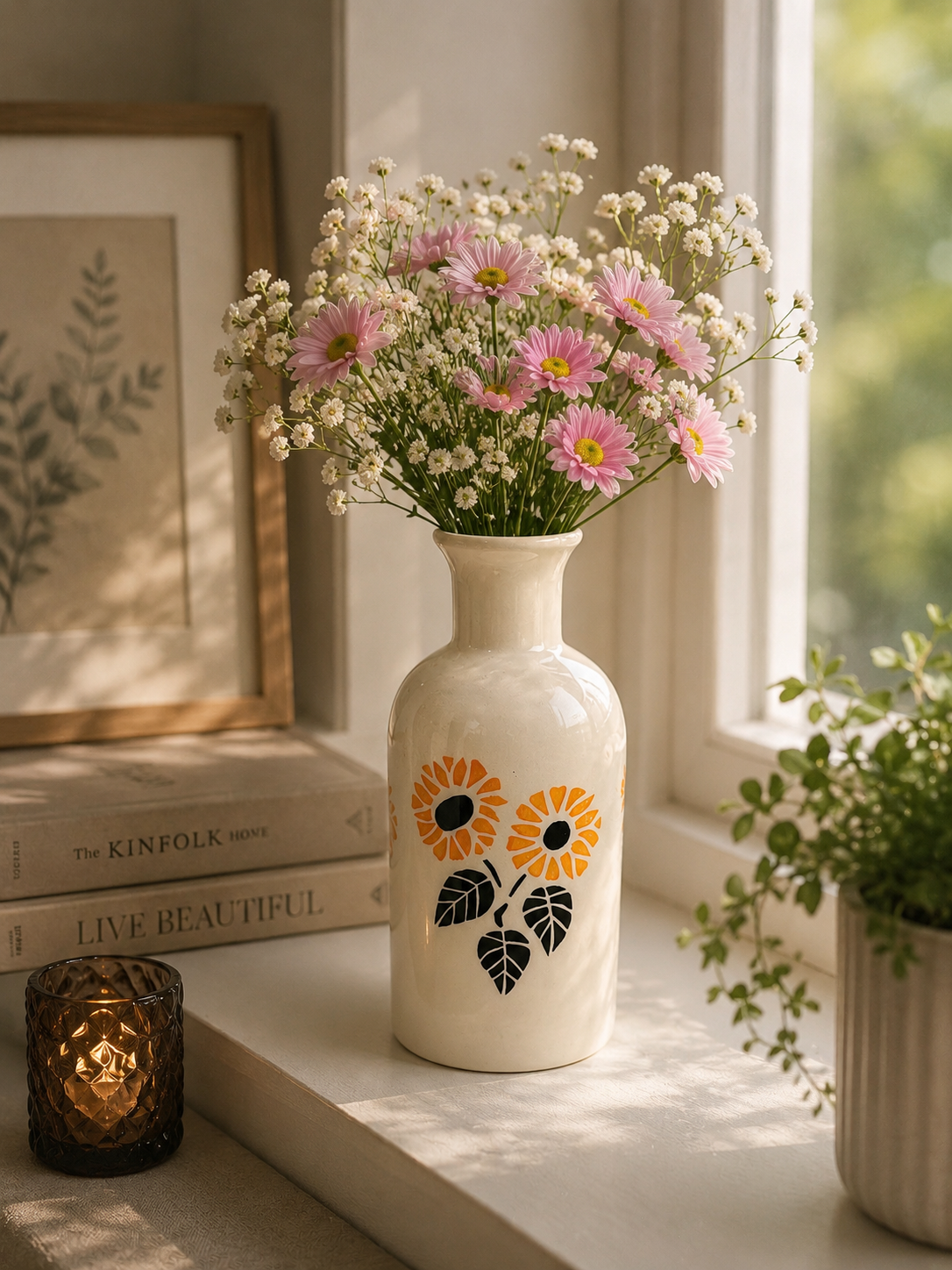 Sunflower Bloom Ceramic Vase
