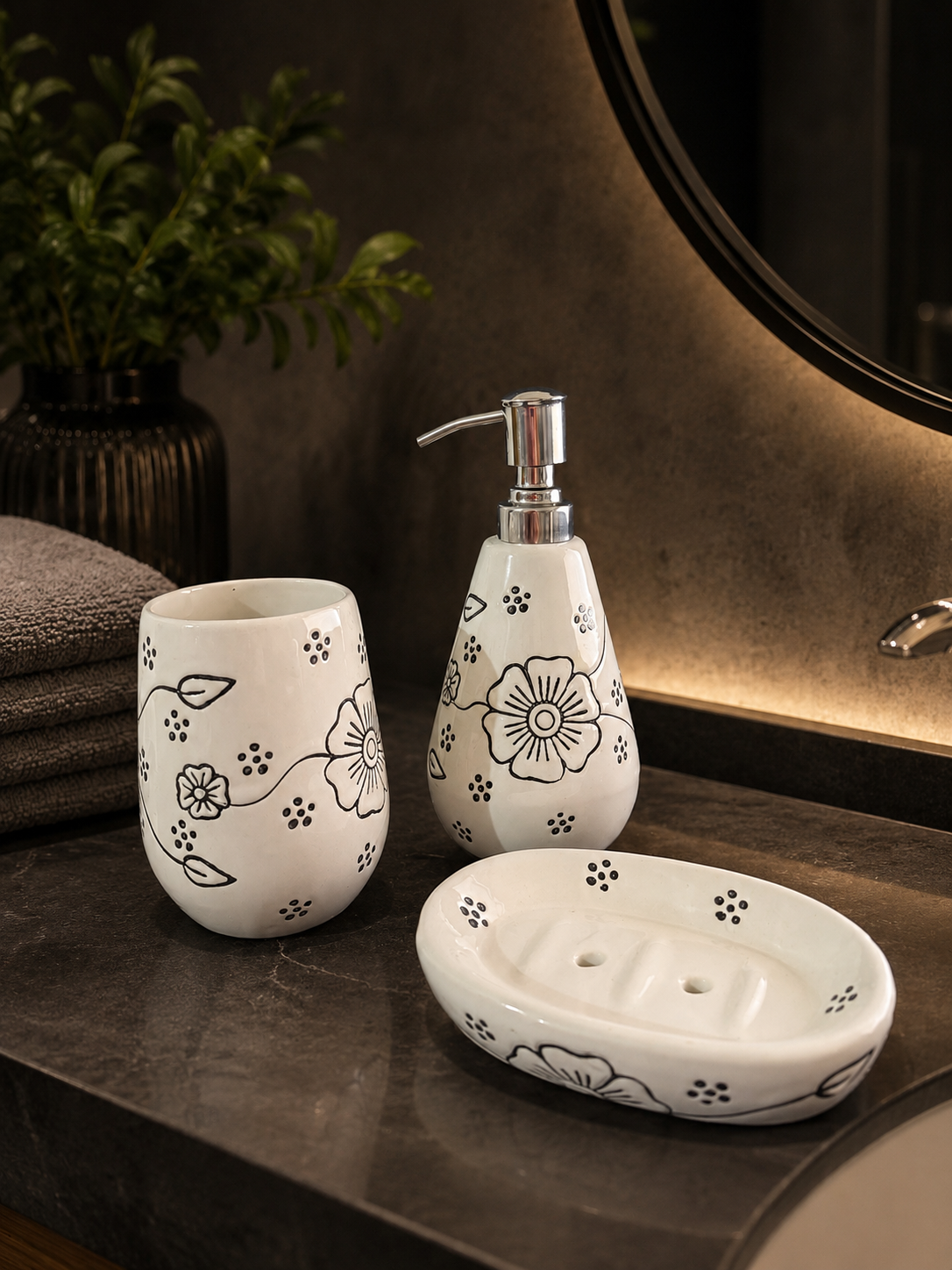 Blossom Ceramic Bathroom Accessories Set