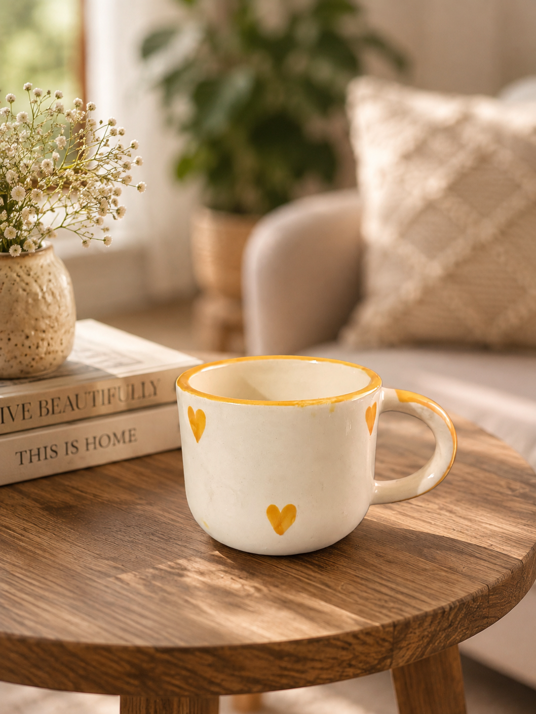 Yellow Hearts Ceramic Mug