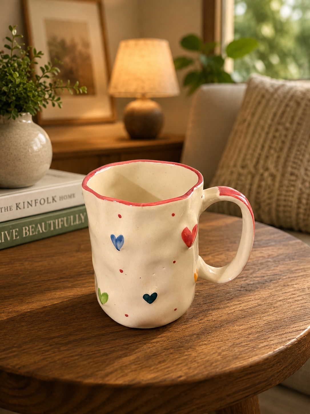 Rainbow Hearts Ceramic Mug