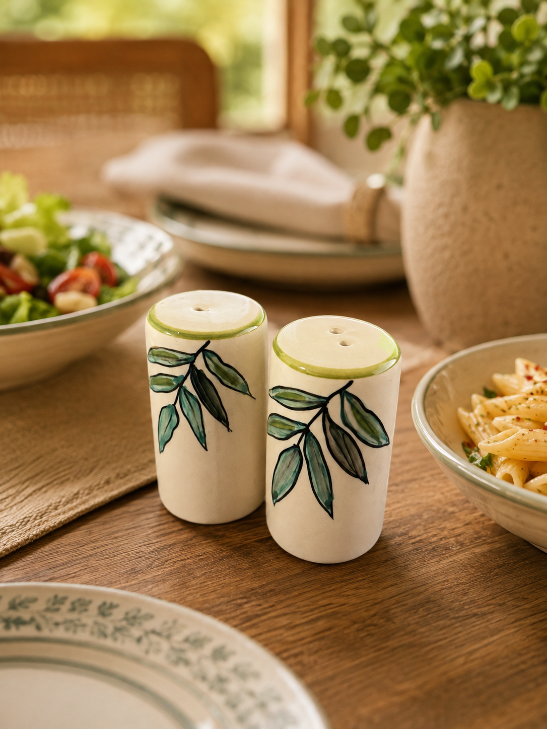 Olive Branch Ceramic Salt & Pepper Shakers