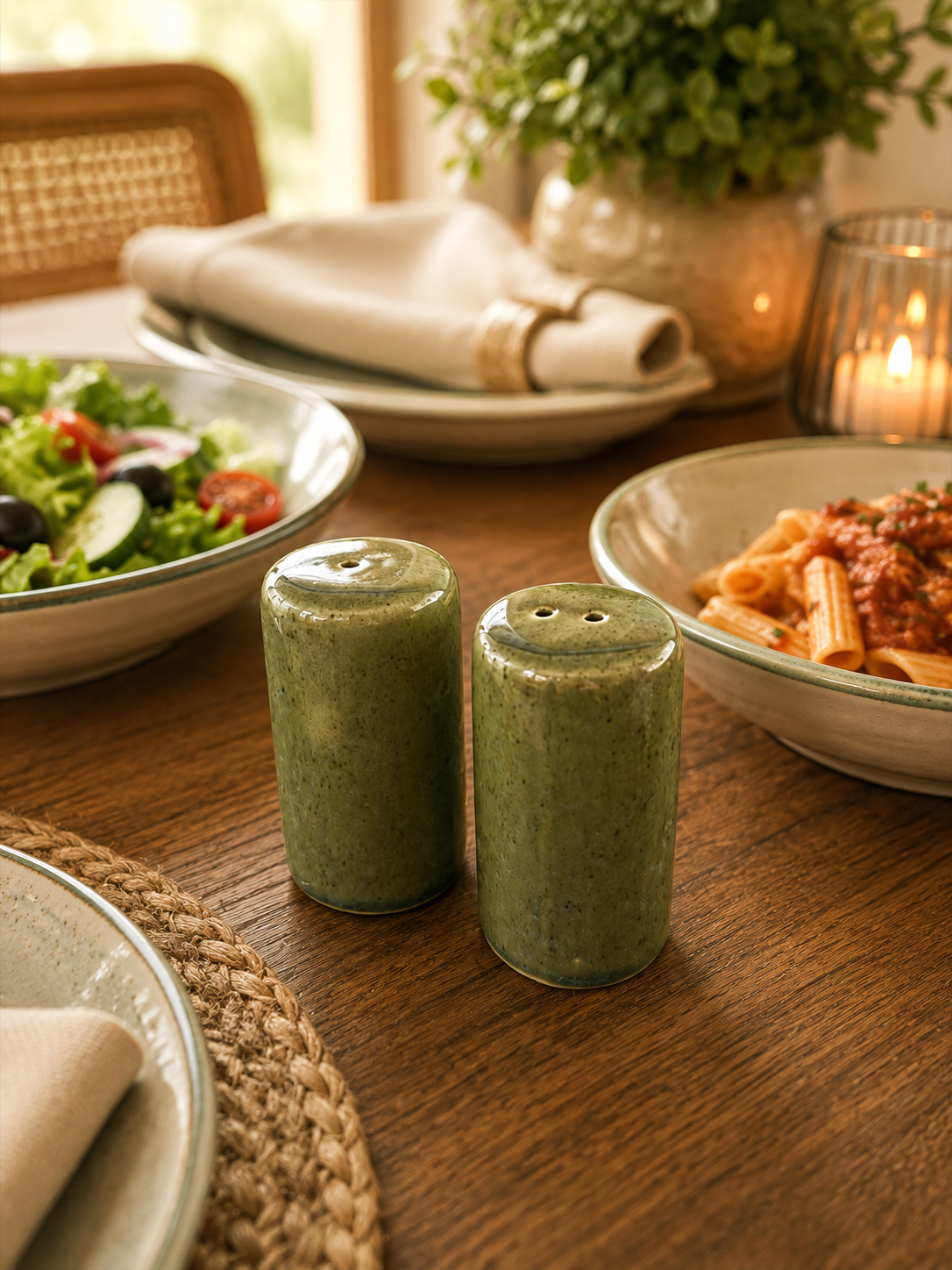 Olive Branch Ceramic Salt & Pepper Shakers