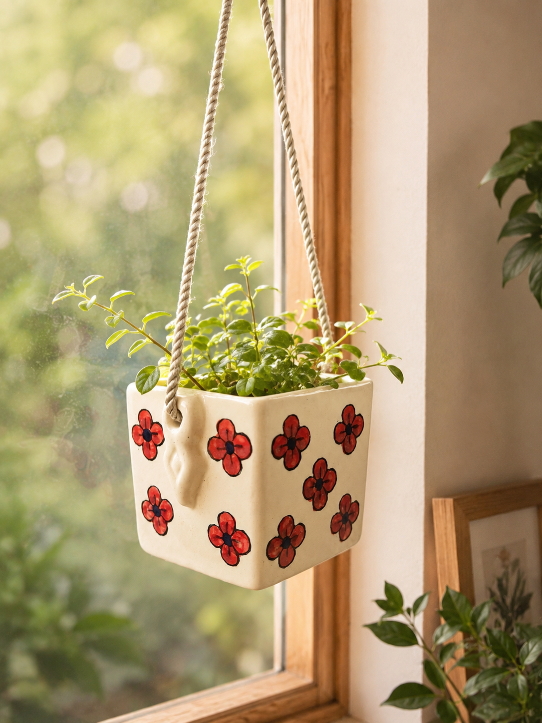 Floral Ceramic Hanging Planter