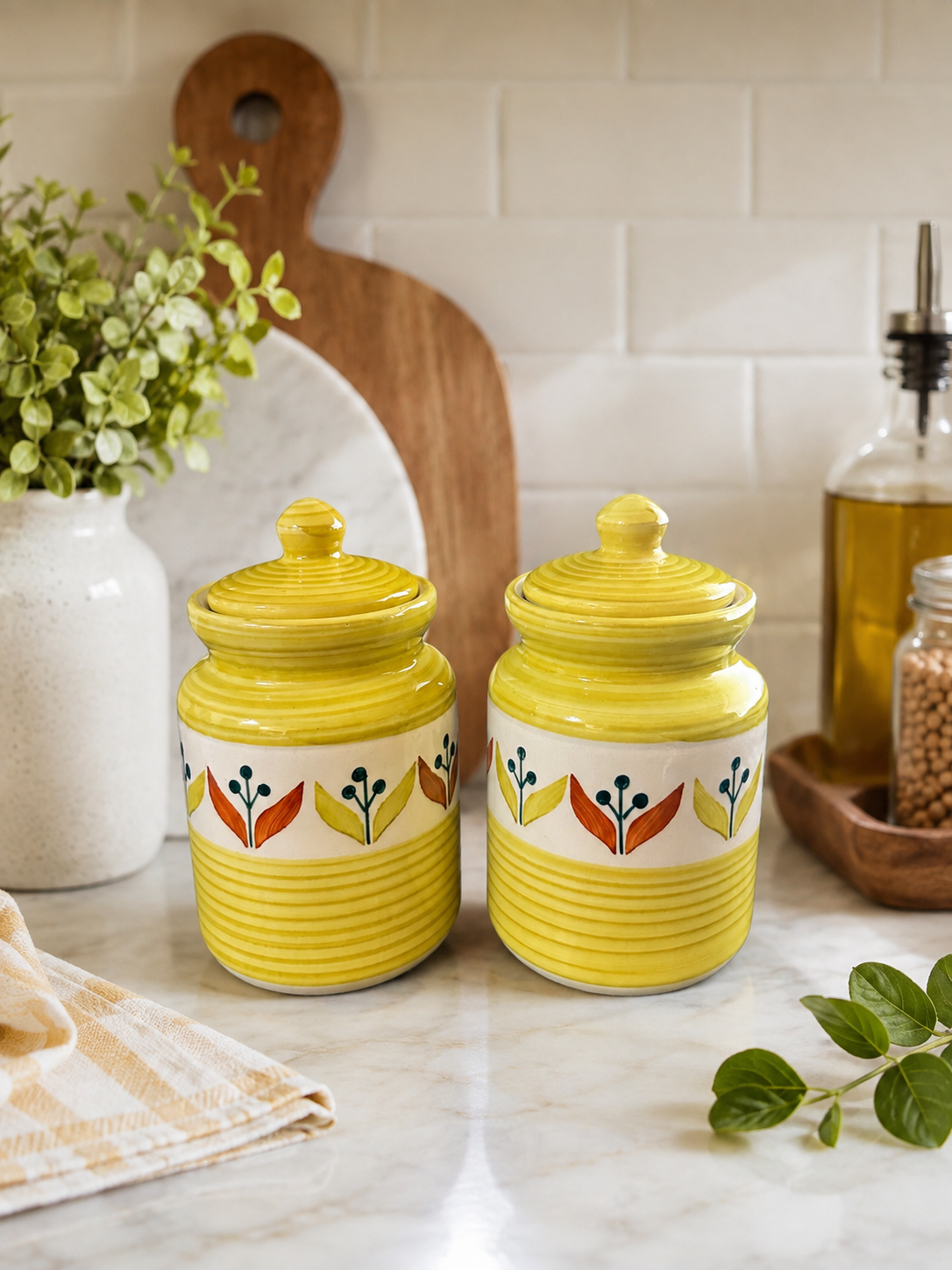 Handcrafted Ceramic Pickle Jar Set