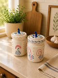 Hand-Painted Ceramic Storage Jars