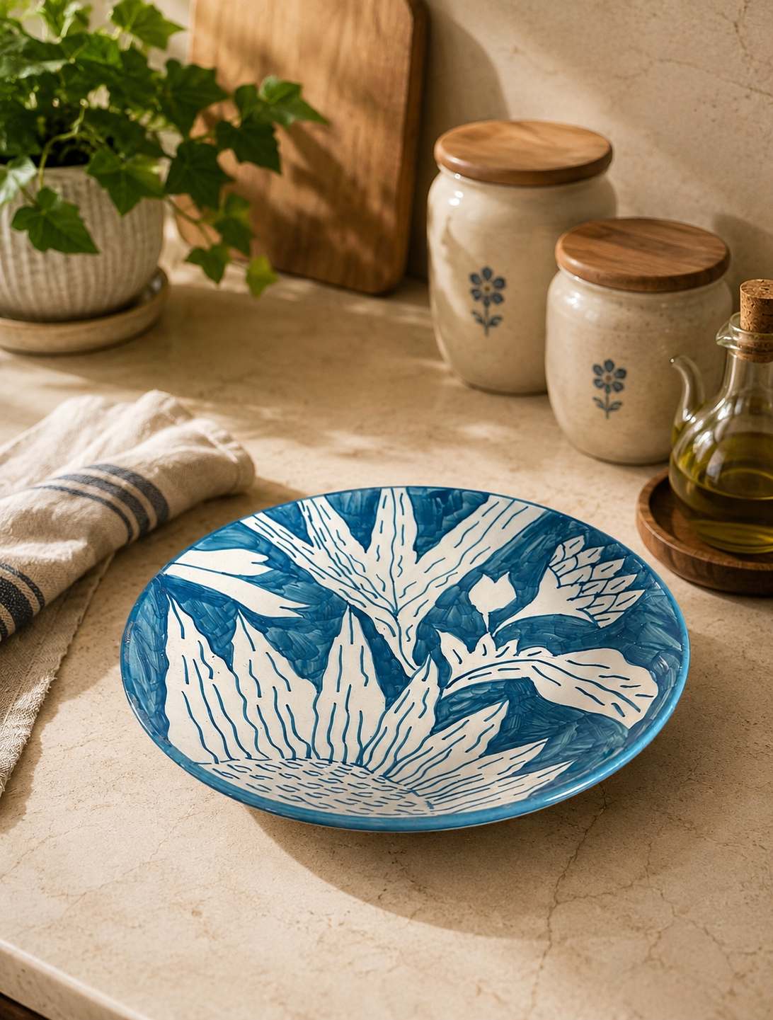 Azure Garden Ceramic Plate