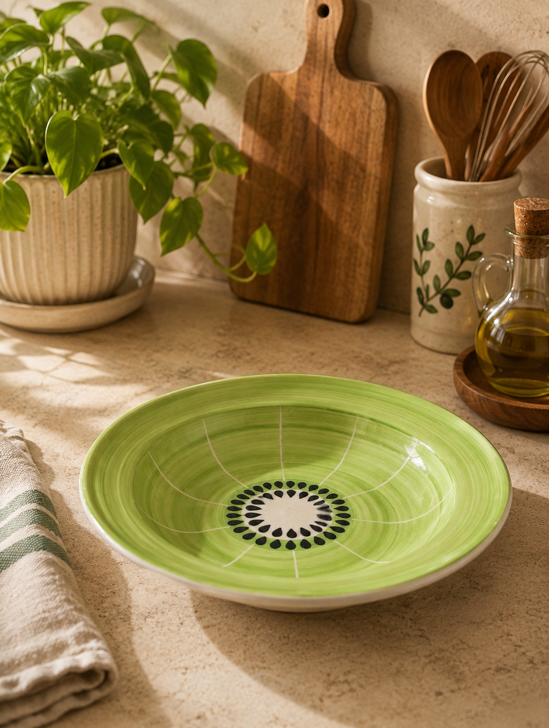 Kiwi Bloom Ceramic Pasta Bowl
