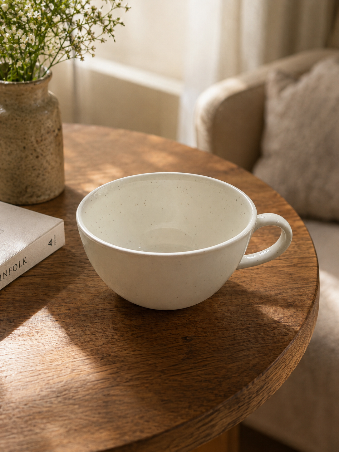Luna White Ceramic Cup