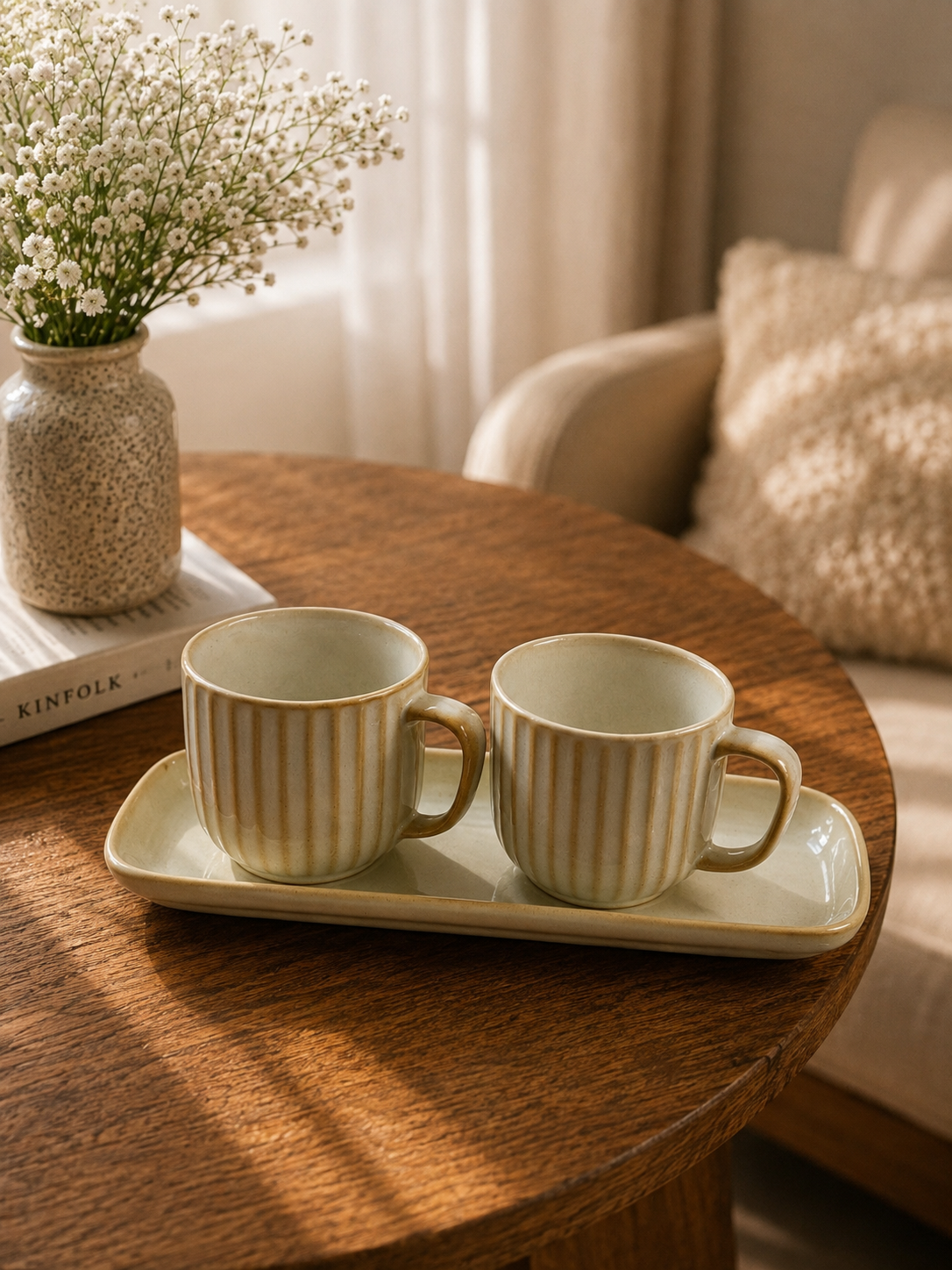 It Takes Two Ceramic Cups & Tray Set