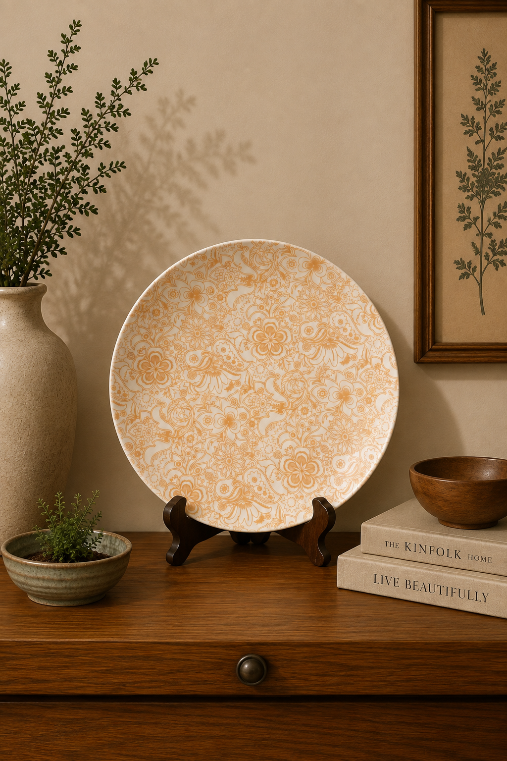 Golden Paisley Ceramic Plate