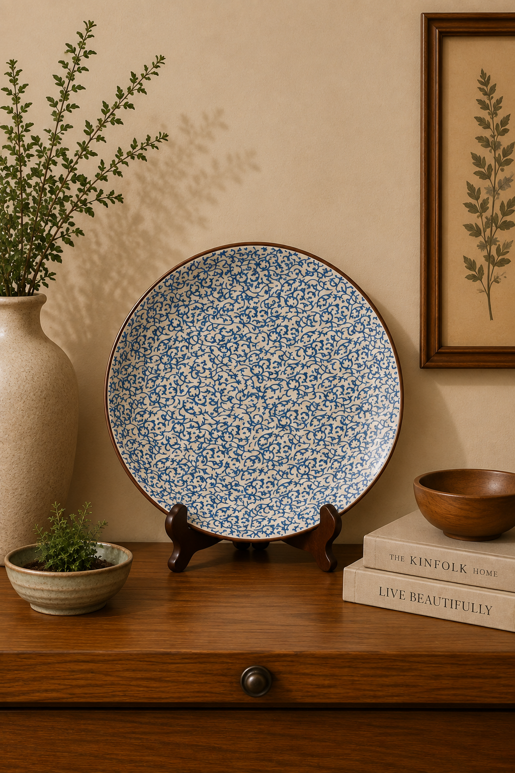 Blue Vine Ceramic Plate