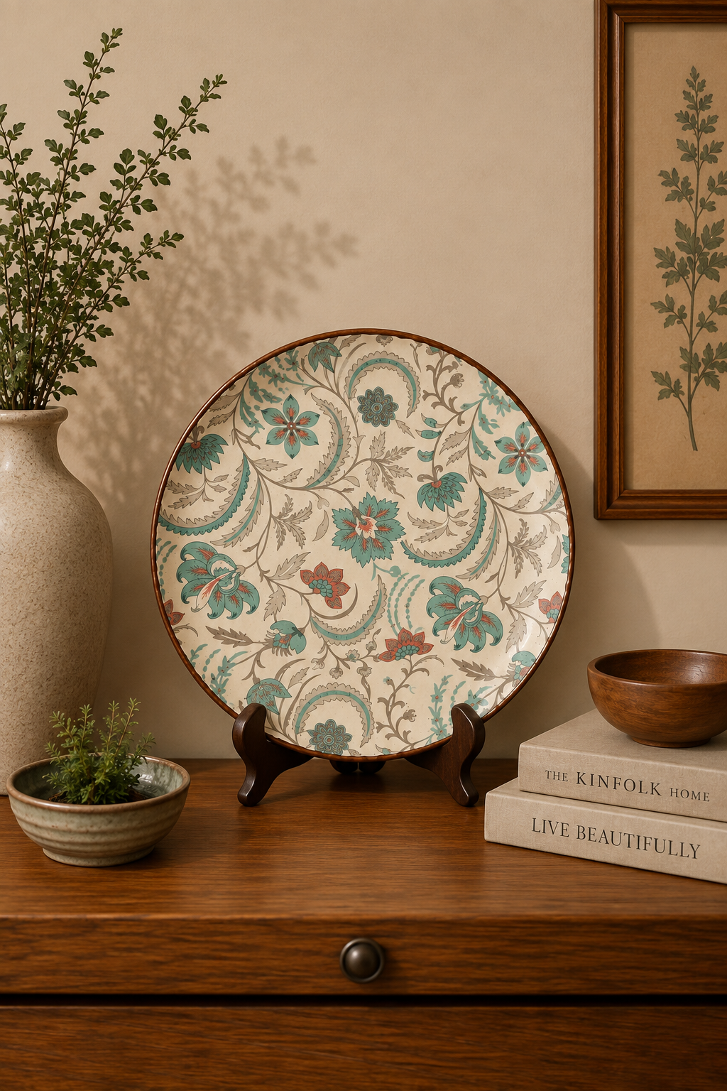 Teal Paisley Ceramic Plate