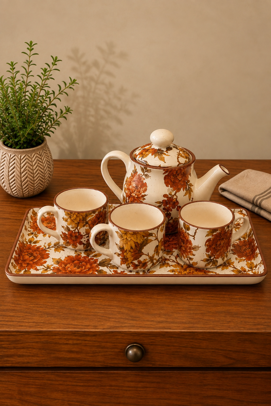 Autumn Bloom Ceramic Tea Set